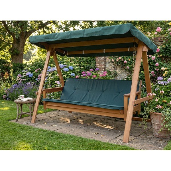 Zelena drvena vrtna ljuljačka Vegas Lux - Rojaplast-image-1