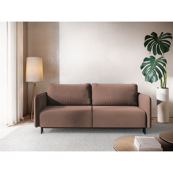 Ružičasta sklopiva/s prostorom za odlaganje sofa 226 cm Luana – Makamii-image-1