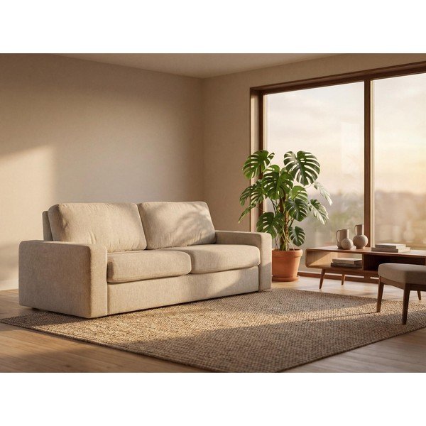 Prljavo roza sklopiva sofa od samta 195 cm Nona – Makamii-image-1