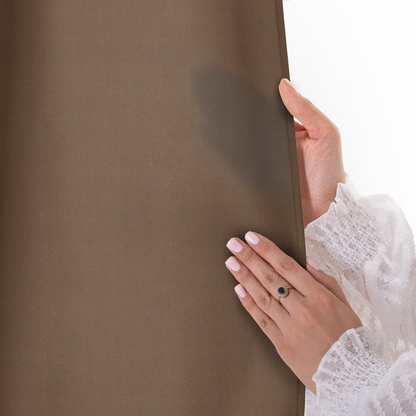 Smeđa zavjesa za djelomično zamračenje 140x250 cm Carli Tie – Restilo-image-4