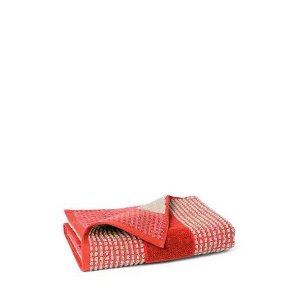 Crveni ručnik od organskog pamuka od frotira 70x140 cm Check – JUNA-image-2