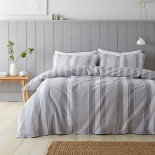 Siva flanelska posteljina za bračni krevet 200x200 cm Ticking Stripe – Bianca