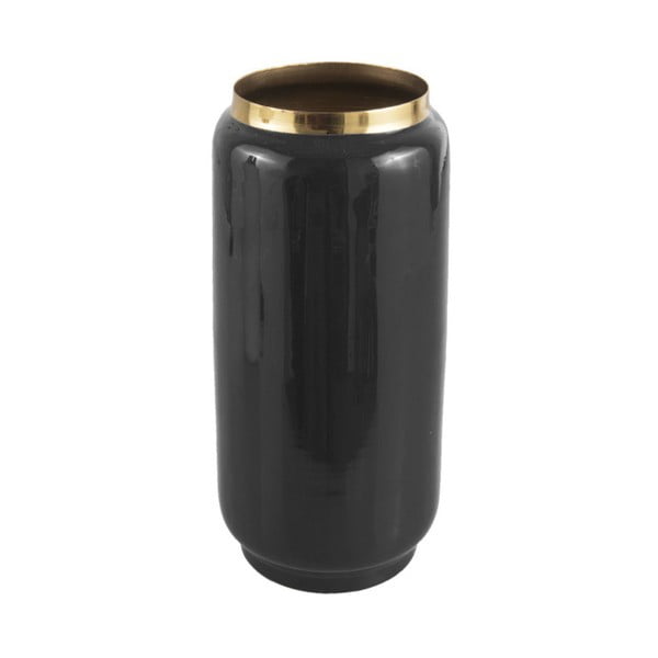 Crna vaza s detaljima u zlatnoj boji PT LIVING Flare, visina 27 cm