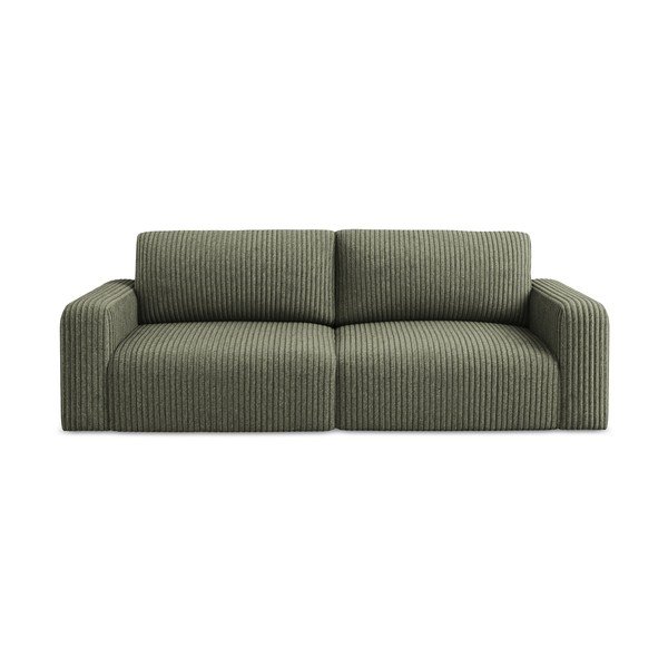 Zelena sklopiva/s prostorom za odlaganje sofa od samta 252 cm Kona – Makamii