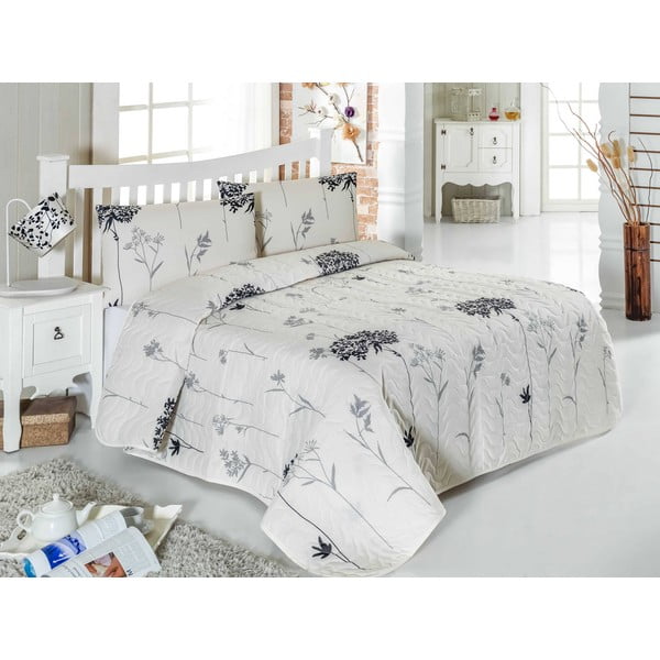 Set od sivog prošivenog prekrivača za bračni krevet i 2 jastučnice Efil - Mijolnir