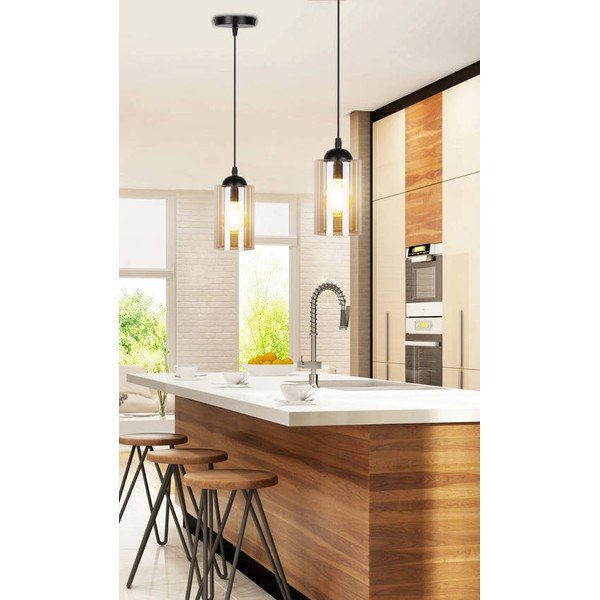 Crno viseće svjetlo sa staklenim sjenilom ø 10 cm Bistro - Candellux Lighting-image-1