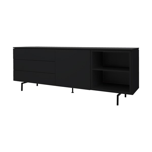 Crna niska komoda 210x76 cm Plain – Tenzo-image-2