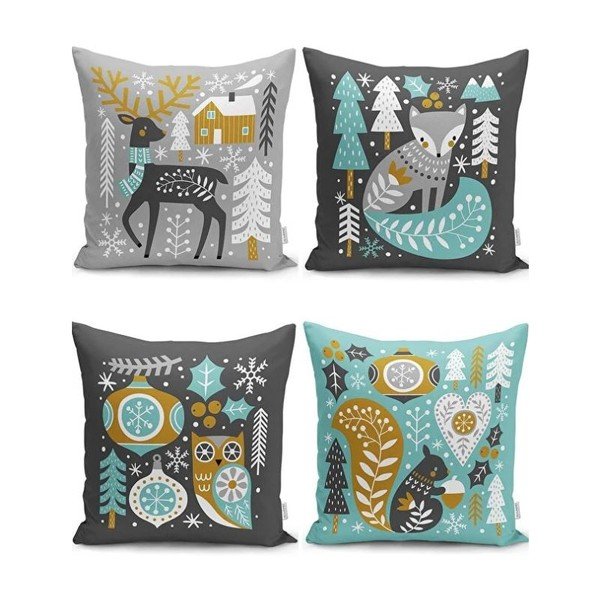 Ukrasne jastučnice u setu 4 kom s božićnim motivom 43x43 cm Merry Christmas – Mila Home