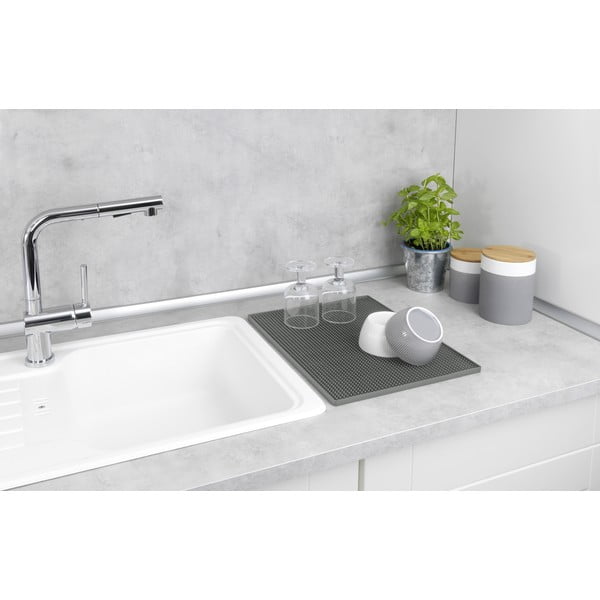 Siva gumena podloga za ocjeđivanje posuđa 40x30 cm Maxi – Wenko-image-1