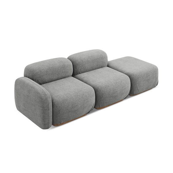 Siva ležaljka od bouclé tkanine (s desnim kutom) Ailani – Makamii-image-3