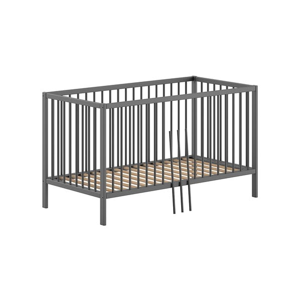 Antracitno sivi dječji krevet od masivnog bora 70x140 cm DINO – Vipack