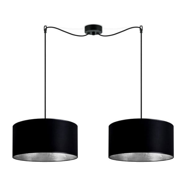 Crna viseća svjetiljka s dva ramena s unutarnjom stranom srebrene boje Sotto Luce Mika