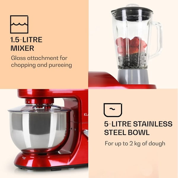 Crveni multifunkcionalni kuhinjski robot Klarstein Lucia Rossa-image-4