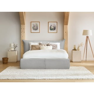 Svijetlo sivi tapecirani bračni krevet s prostorom za pohranu s podnicom 160x200 cm Jade – Bobochic Paris