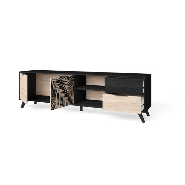 Crni TV stol u dekoru hrasta 181x53 cm Palmera - Marckeric-image-3