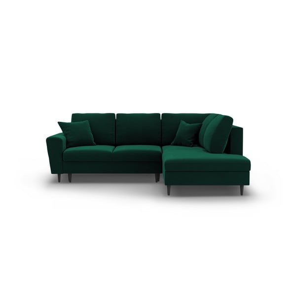 Zelena baršunasti sklopiva/s prostorom za odlaganje kutna garnitura (s desnim kutom/u obliku slova L) Kyoto – Cosmopolitan Design