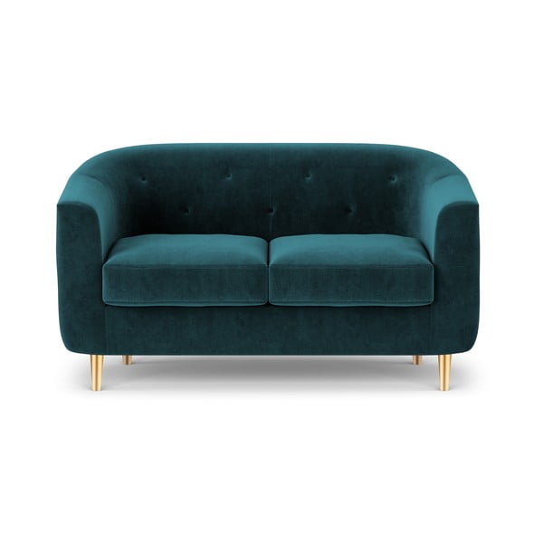 Tamno tirkizno plava sofa od baršuna Kooko Home Corde, 125 cm