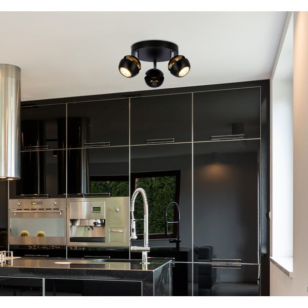 Crna/u zlatnoj boji stropna svjetiljka s metalnim sjenilom 26x26 cm Boni – Candellux Lighting-image-1