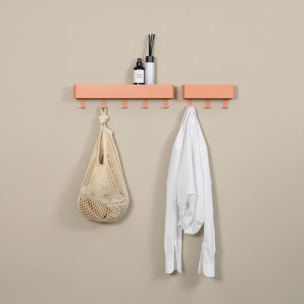 Metalna zidna vješalica u boji lososa s policom 52 cm Dax Play – Spinder Design-image-3