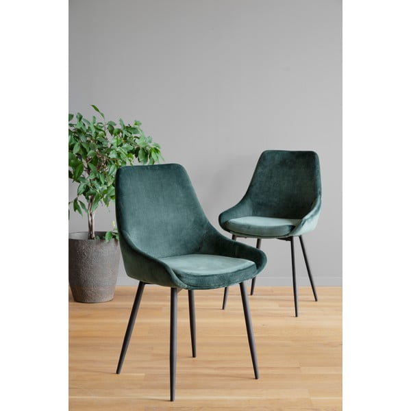 Tamnozelene baršunaste blagovaonske stolice u kompletu od 2 kom Sierra - Rowico-image-1