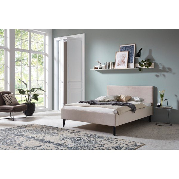 Bijeli/krem tapecirani bračni krevet bez podnice 140x200 cm Leira – Meise Möbel-image-1