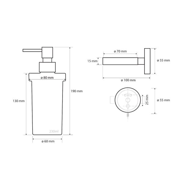 Viseći dozator sapuna od nehrđajućeg čelika u srebrnoj boji Sapho X-Steel, 250 ml-image-1