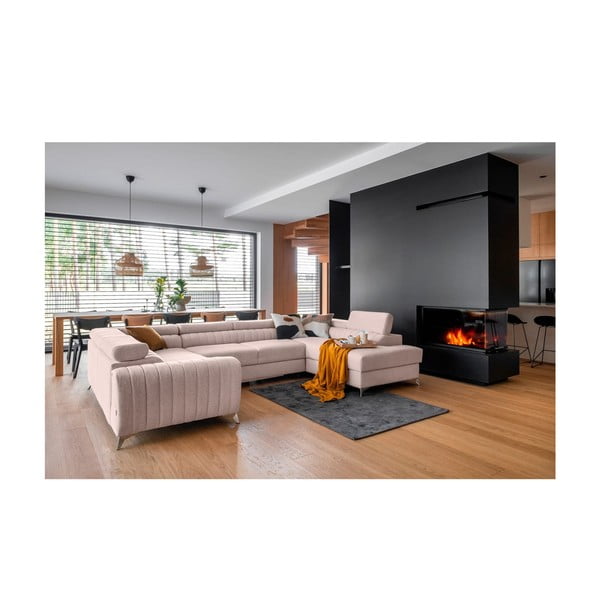 Ružičasta sklopiva/s prostorom za odlaganje kutna garnitura (s desnim kutom/u obliku slova "U") Louis – ELTAP-image-1