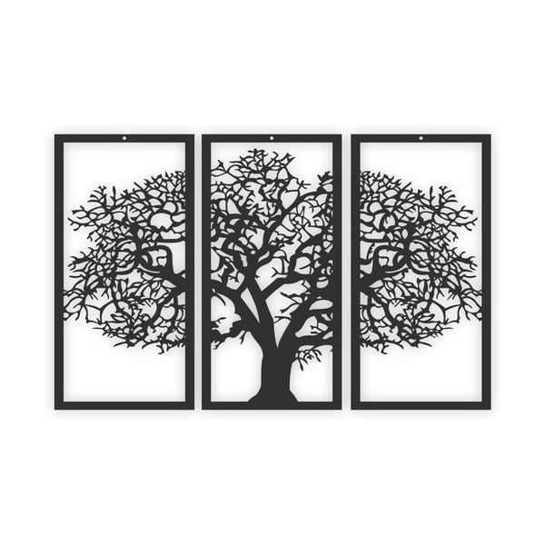 Crna 3-dijelna zidna slika Solid Tree