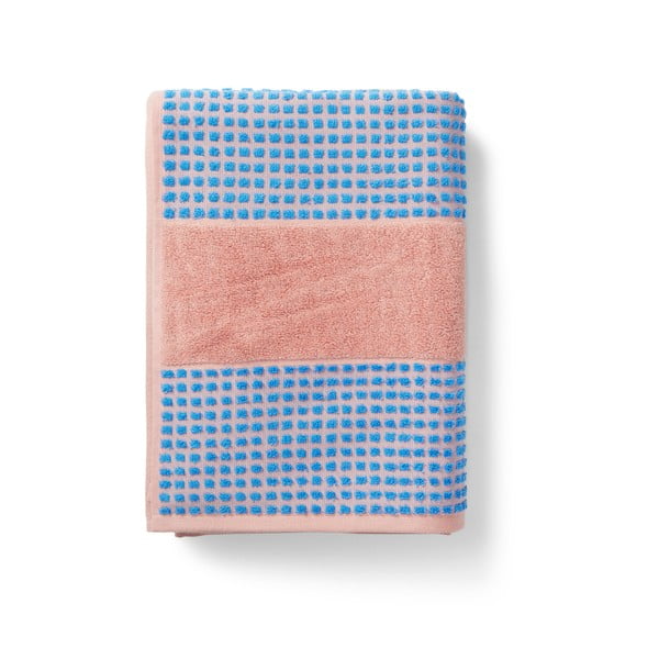 Plavi/ružičasti ručnik od organskog pamuka od frotira 50x100 cm Check – JUNA