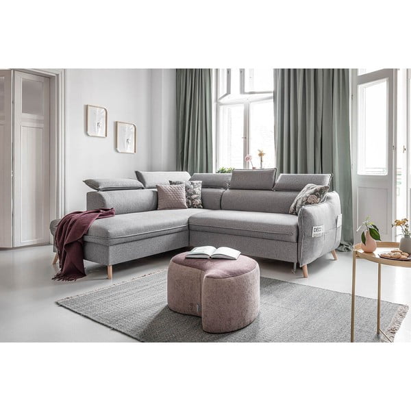 Svijetlo siva sklopiva kutna garnitura (s lijevim kutom) Sweet Harmony – Miuform-image-3