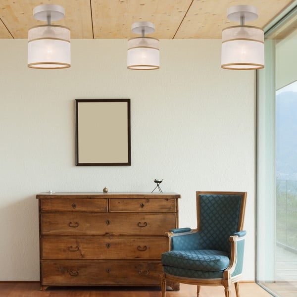 Svjetlo smeđa stropna svjetiljka s tekstilnim sjenilom ø 16 cm Andrea – LAMKUR-image-3