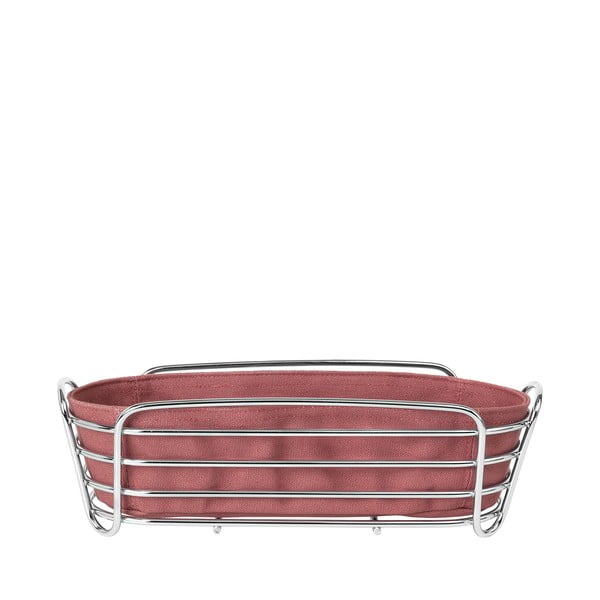 Ružičasta košara za pecivo sa postoljem u srebrnoj Blomus boji