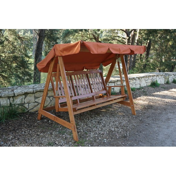 Smeđa vrtna ljuljačka od masivnog drveta Luisa – Rojaplast-image-2