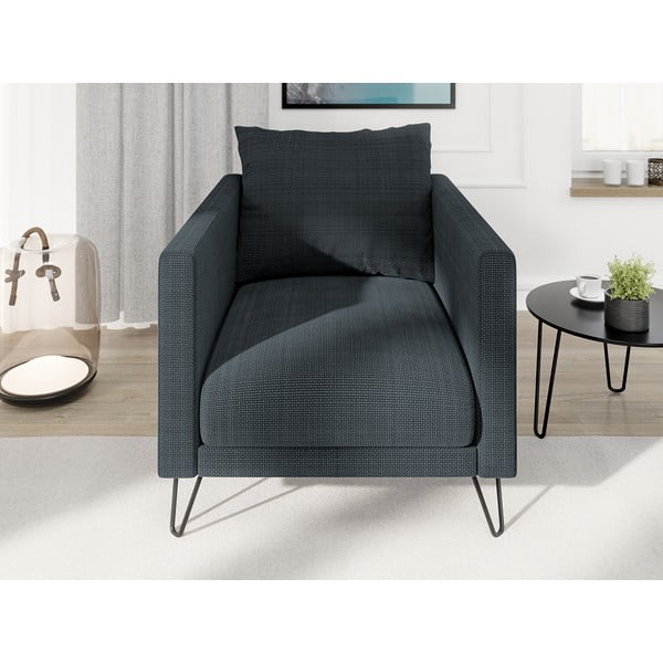 Tamno siva fotelja od šenila Freya – Ropez-image-1