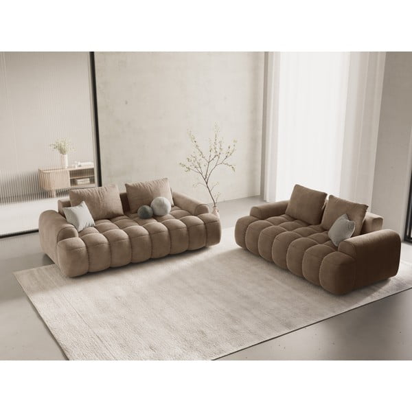 Svjetlo smeđa baršunasti sofa 175 cm Linz – Cosmopolitan Design-image-1