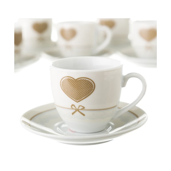 Set od 6 šalica s tanjurićima na metalnom stalku Unimasa Heart-image-2