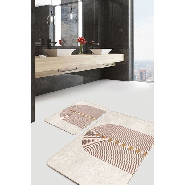 Bež od samta kupaonske prostirke u setu 2 kom 60x100 cm – Mila Home-image-2