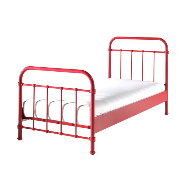 Crveni metalni dječji krevet Vipack New York, 90 x 200 cm