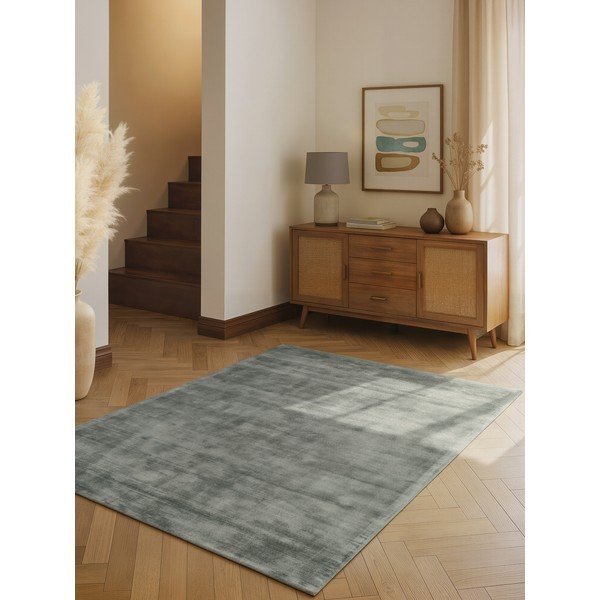 Svijetlo plavi ručno rađen tepih viskozan 80x150 cm Noemi – Vikosa-image-1