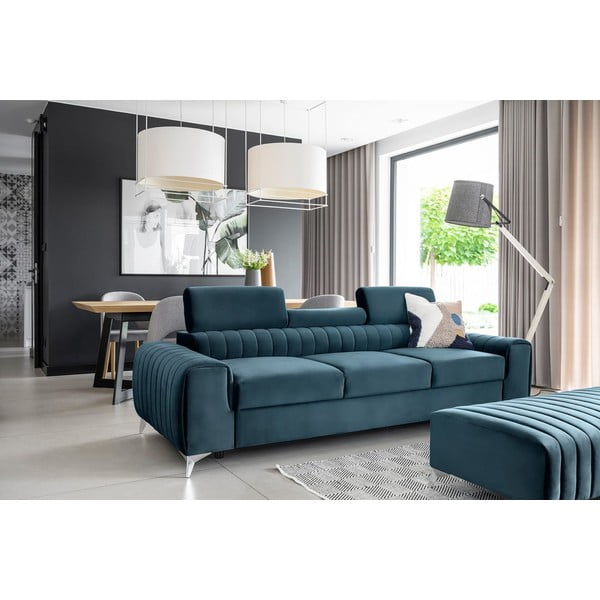 Plava baršunasti sklopiva sofa 261 cm Laurence – ELTAP-image-1