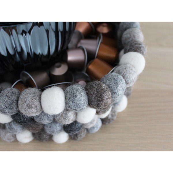 Sivo-bijela košarica za pohranu od vunenih pompona Wooldot Ball Basket, ⌀ 28 cm-image-2