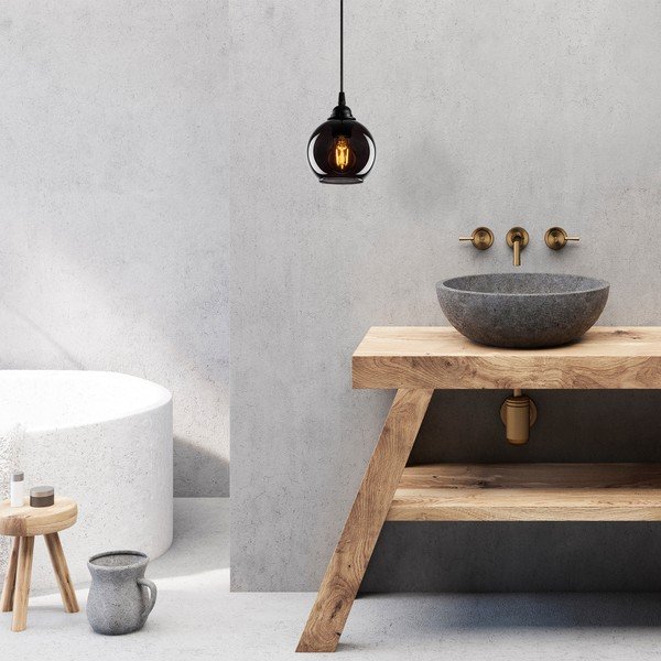 Crna viseća svjetiljka sa staklenim sjenilom ø 15 cm Smoked – Opviq lights-image-3