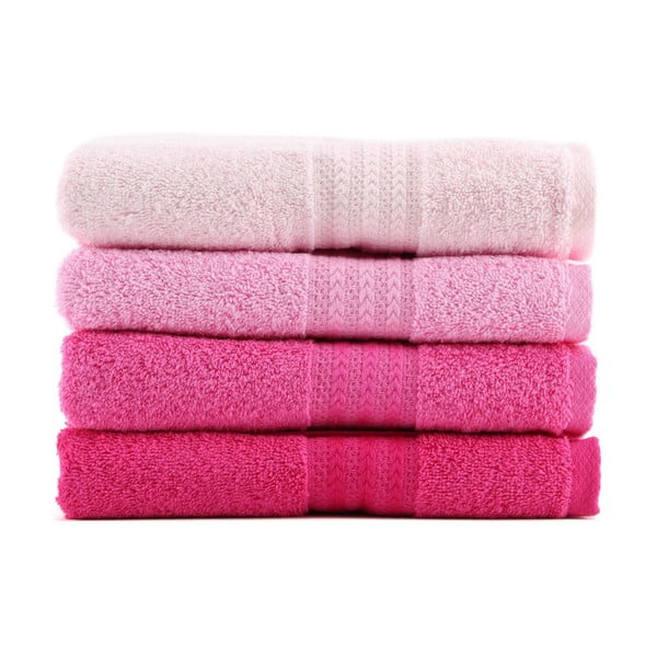 Set od 4 ružičasta pamučna ručnika Foutastic, 50 x 90 cm