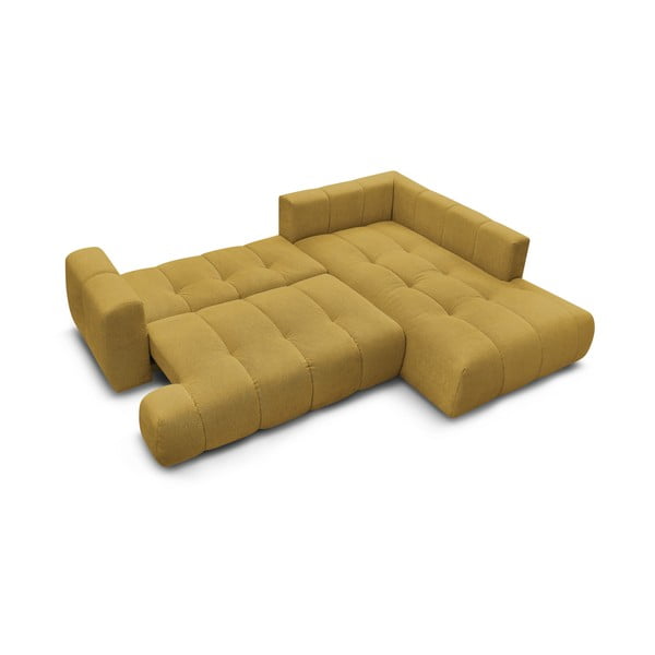 Senf žuta sklopiva/s prostorom za odlaganje kutna garnitura (s desnim kutom/u obliku slova L) Fuji – Bobochic Paris-image-4