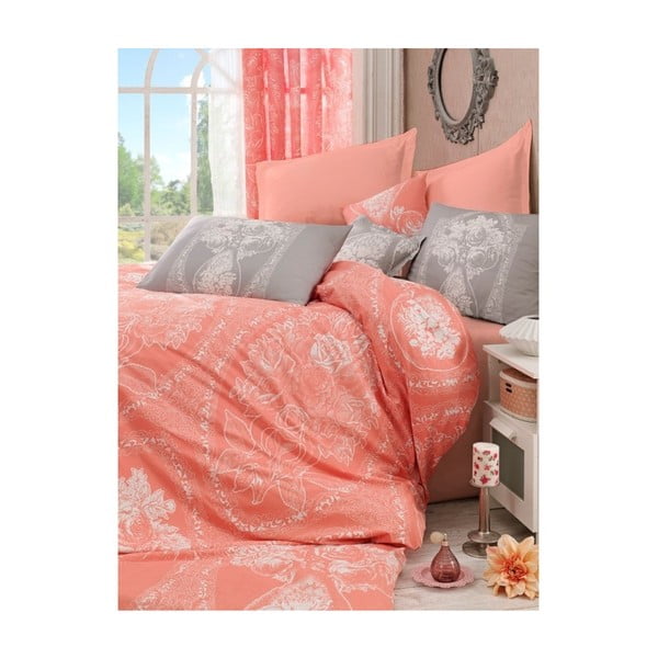 Narančasta posteljina za bračni krevet Lili, 200 x 220 cm
