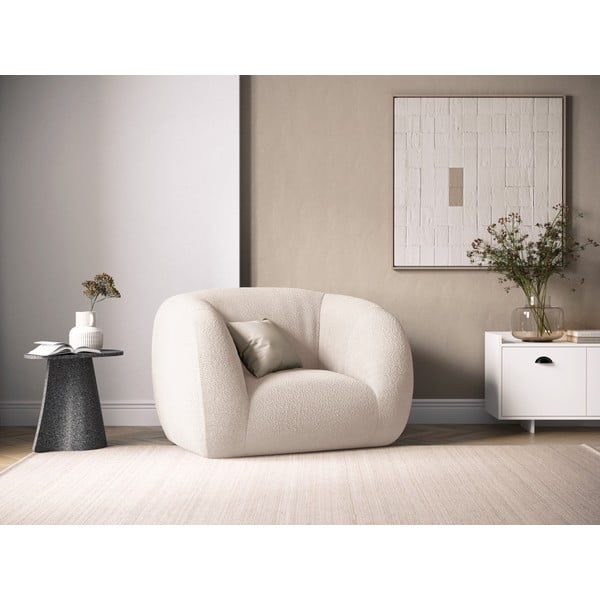 Krem fotelja od bouclé tkanine Essen – Cosmopolitan Design-image-1