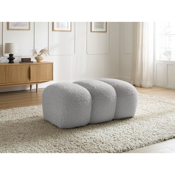 Svijetlo sivi tabure od bouclé tkanine Hippolyte – Bobochic Paris-image-1