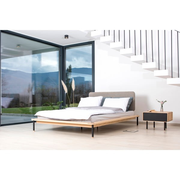 Bračni krevet od hrastovog drveta Gazzda Fina Nero, 140 x 200 cm-image-1