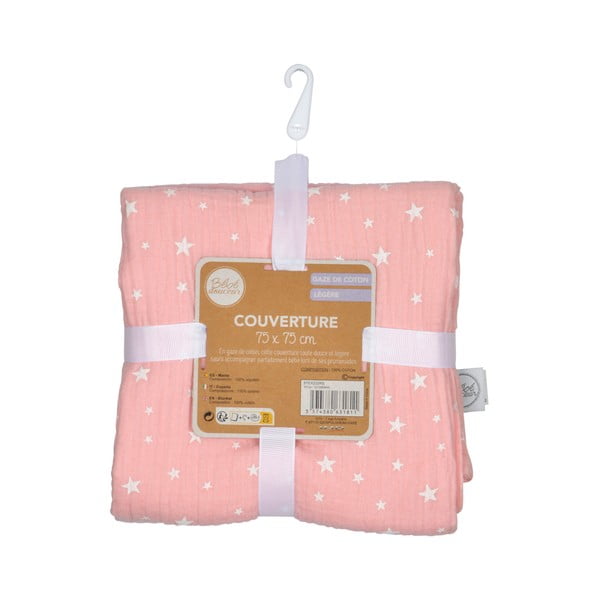 Ružičasta deka za bebe od muslina 75x75 cm – Bébé Douceur-image-3