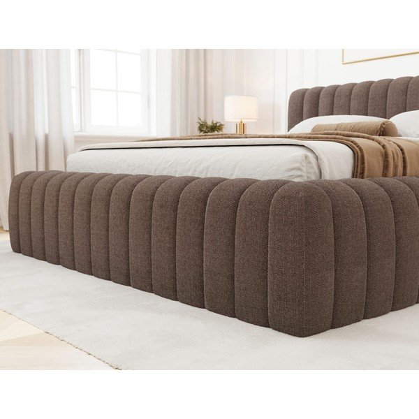 Smeđi tapecirani bračni krevet s prostorom za odlaganje s podnicom 160x200 cm Carilla – ELTAP-image-4